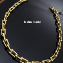 TİFFANİ KALIN MODEL GOLD ÇELİK KOLYE -LNS -KLY0029